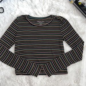Black w/ colored stripes long sleeve soft & sexy top